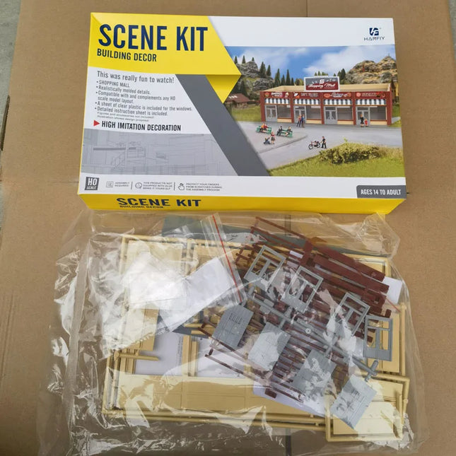 1Set Ho Scale Model Shopping Mall Model Supermarket Sand Table Buliding Material Scale Kit 1:87 Model Train Railroad Layout