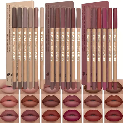 6Pcs Velvet Matte Lip Liner Set - Long-Lasting, Non-Dry Formula | Versatile Shades for All Skin Types | Includes Berry, Brown