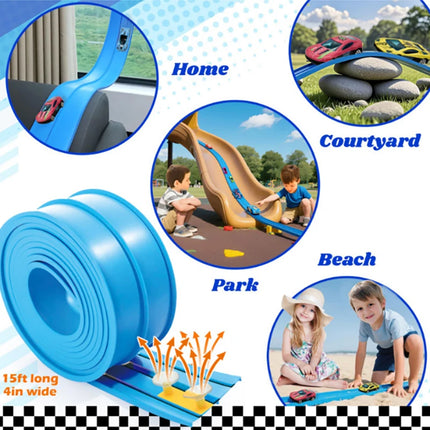 Flexible Race Track Children Toys DIY Double-track Racing Car Ramp Track Compatible 1/64th Cars Portable Rolls Up Race Tracks