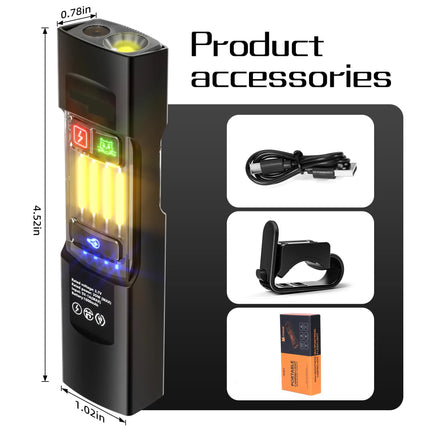 Triple Light Source EDC Flashlight Red Beam Night Vision 680 Lumens Max Stepless Dimming Magnetic Base USB Charging