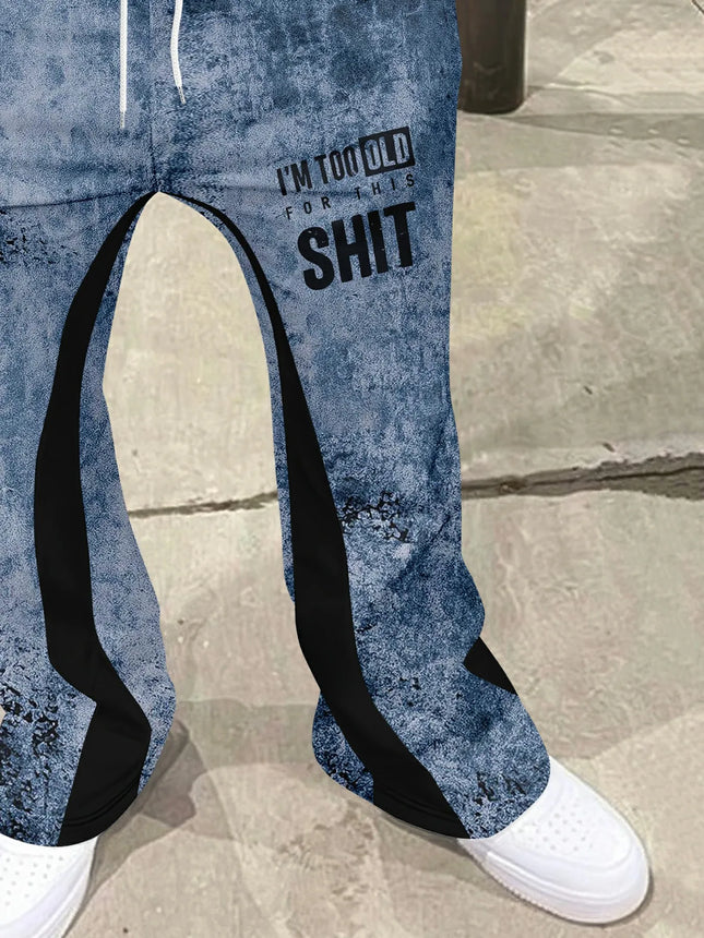 Y2k Flared Pants Men Loose 3D Casual Sweatpant Mid Waist Sporty Female Clothe Streetwear Hip Hop Vintage Artistic Graffiti Pants