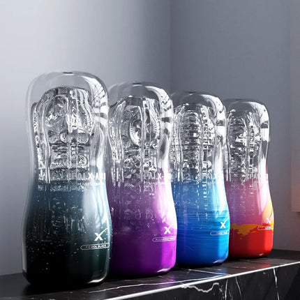 "Rainbow Tenga 3rd Gen – Red-Pill Transparent Male Masturbator, Penis Training Cup with Suction Stimulation"TPE material