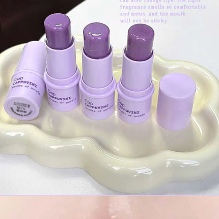 Cappuvini Grape Lip Balm Solid Color Moisturizing Hydrating Students Affordable Lip Care Autumn and Winter Anti-Cracking Essential