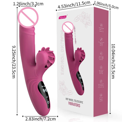 Silicone Rotating Telescopic Warming Vibrator for Couples Foreplay Sex, Clit Stimulation G-Spot Vibration Adult Toys for Women