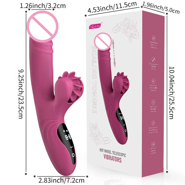 Silicone Rotating Telescopic Warming Vibrator for Couples Foreplay Sex, Clit Stimulation G-Spot Vibration Adult Toys for Women