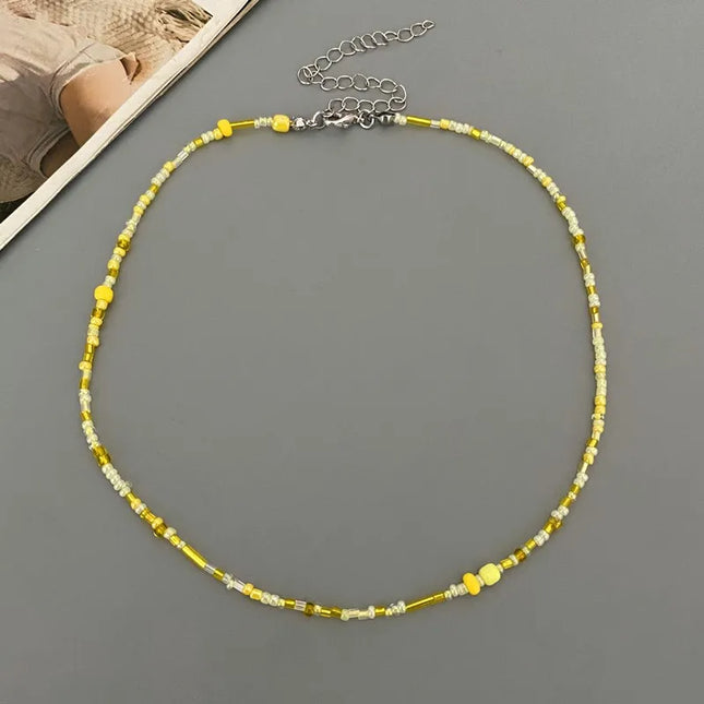 1pc Irregular Glasses Beads Choker Necklace for Women Fashion Trendy Popular Short Neck Jewelry Colorful Necklace Wholesale