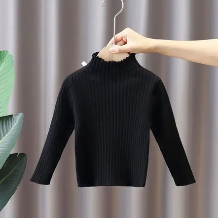 High Neck Baby Sweaters Autumn Winter Kids Boys Girls Long Sleeve Pure Color Knit Sweater Baby Kids Boys Girls Pullover Sweaters