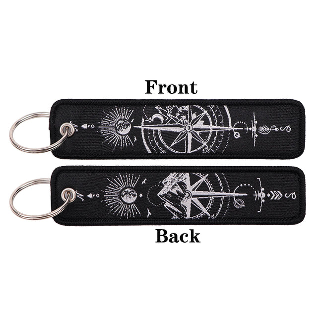Compass Embroidery Key Fob Bird Key Tag For Cars Backpack Chaveiro Keychain Fashion Keyring Gifts for Men Women Accessories