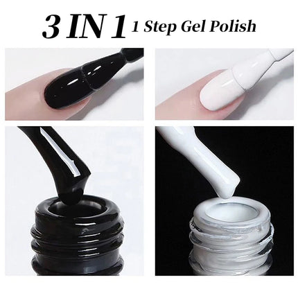 UR SUGAR 15ml Black White 1-step Gel Polish 3 IN 1 Gel Nail Polish Nail Art Soak Off LED UV Gel Nail Varnishes For Nail DIY Arts