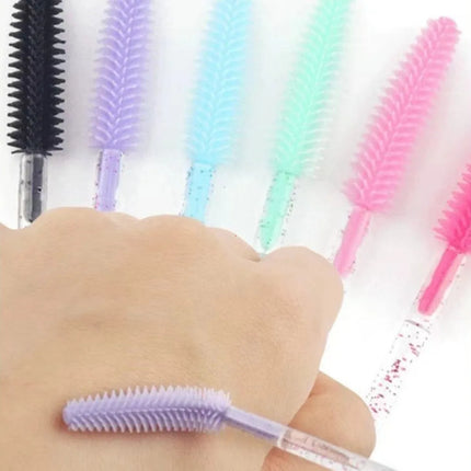 50pcs Crystal Silicone Eyelash Brush Lash Makeup Brushes Eyebrow Comb Eyelashes Extension Spoolie Microbrush Cosmetics Tool