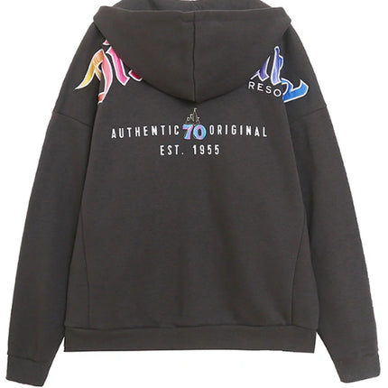 Disneyland 70th Anniversary Castle Mickey Mouse Cartoon Print Embroidery Fleece Sweatshirt Women Hooded Zipper VELOUR Jumper Top