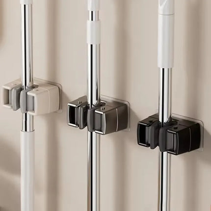 4pcMulti-Purpose Hooks Adhesive Wall Hanging Mop Rack Broom Hanger Hook Kitchen Bathroom Organization Home Organizer Accessories