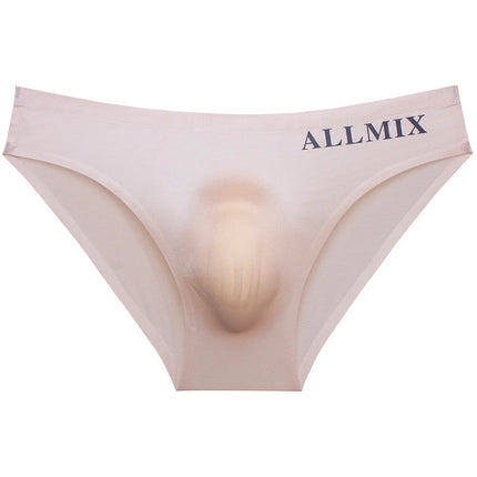 Sexy men underwear letter sports fitness clear ice silk bragas japonesas low waist U convex seamless panties boxers & briefs man