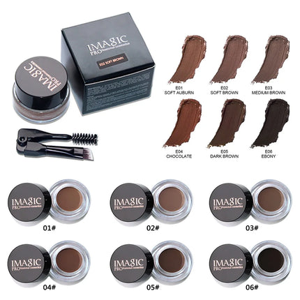 IMAGIC Professional Eye Brow Tint Makeup Tool Waterproof Brow Cream 6 Color Black Brown Eyebrow Gel With Brow Brush