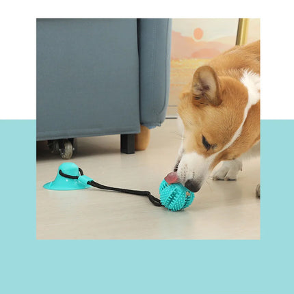 Dog Chew Ball Toys for Aggressive Chewers Interactive Dog Puzzle Toy Food Dispenser Suction Cup Dog Tug Toy for Dogs Teeth Clean
