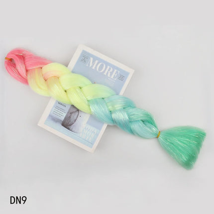 Sparkle Shiny Braiding Hair Pre Stretched Kanekalon Tinsel Crochet Hair Extensions For Girls Dazzles Women Hippie Synthetic