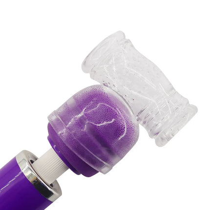 Transparent Magic Wand Headgear Attachments Penis Vibrator Masturbator AV Stick Head Cover Sleeve Sex Toys Erotic Accessories