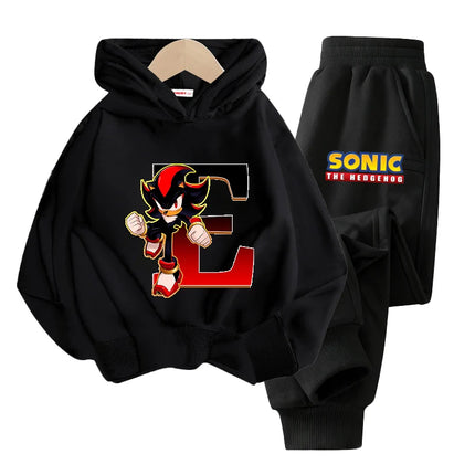 Sonics Hooded Sweatshirt Sets Anime Long Sleeves Pants Suit Boy Cartoon Hoodie Pants Set Kids Sports Tops Spring Autumn Clothes