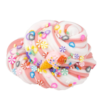 70ml DIY Fluffy Bicolor Slime Butter Slime Kit with Lollipop & Ice Cream Charms - Fun Christmas Gift Party Favor for Boys Girls