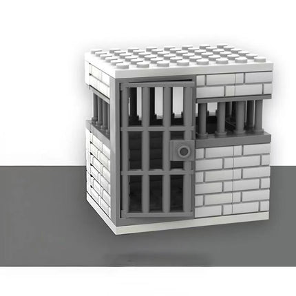 Classic Jail Building Model - Police vs Thief Brick Set for Collection and Display