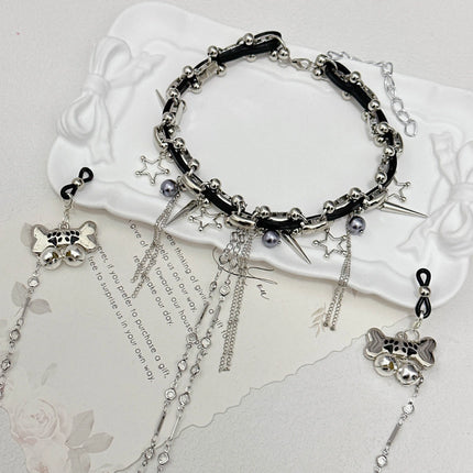 Dark-themed Erotic Nipple Clamps with Full-body Chain and Collar SM-style Nipple Body Decoration Made of Metal Adult Toy Product