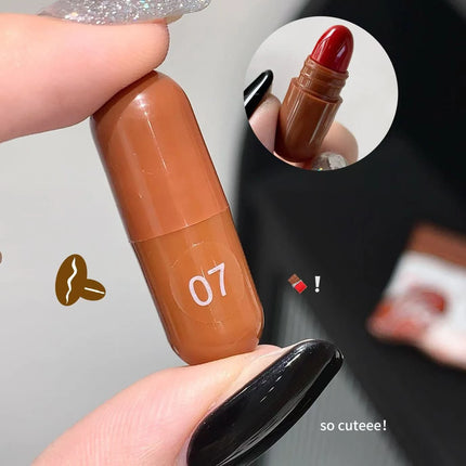 10pcs/set Mini Cocoa Lipsticks Long Lasting Velvet Matte Capsule Lipstick Natural Chocolate Solid Lip Gloss Makeup Cosmetic Gift