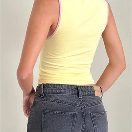 Women's Tank Tops Sleeveless Tie-up Cut Out Crew Neck Vest Summer Cropped Top Camis