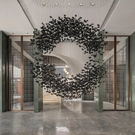Hanging Lamp Hotel Lobby Decorative Lighting Stair Art Irregular Chandelier Custom Black Art Luxury Stone Chandelier Living Room