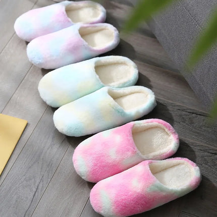 Women Indoor Slippers Warm Plush Home Slipper Autumn Winter Shoes Woman House Flat Floor Soft Silent Slides for Bedroom