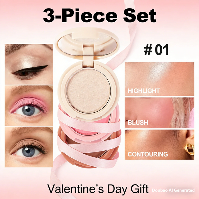 Miss Lara 3-Layer Makeup Palette High-Gloss Blush Pearlescent Matte Finish Multifunctional Valentine's Day Gift for Women