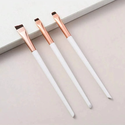 3Pcs Angled Eyeliner Brush Set - Micro-Fine Tip for Brows & Cut Crease, Vegan Professional Makeup Brushes (Studio Quality)