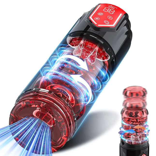 New LCD Automatic Sucking Licking Masturbator Cup 9 Thrusting Rotating Pocket Pussy Pumps & Enlargers Stroker Blowjob Penis Pump