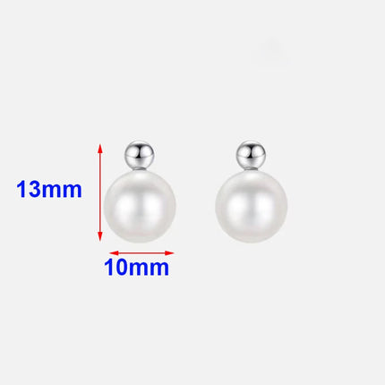 Real 925 Sterling Silver Zircon Bead Round Pearl Stud Earrings For Women Classic Fine Jewelry Niche Light Luxury Accessories
