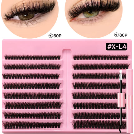 GROINNEYA Eyelash Clusters Kit Lash Clusters Wispy Natural DIY Lashes Clusters with Bottom Waterproof Bond and Seal Tweezers