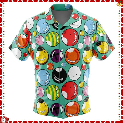 Koro-sensei Expressions Assassination Classroom Button Hawaiian Shirt All-match Casual Sports Summer Men