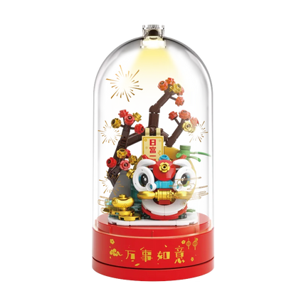 JAKI new national tide series music box music box revenue Spring Festival decoration pieces adults building blocks toys