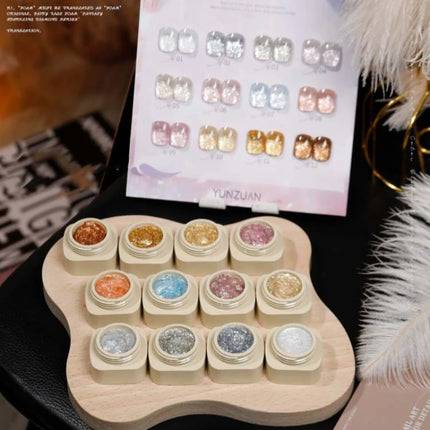 Colorful Nail Gel Holographic Opal Glitter Polish Multi-Color Sparkle Gel for Nail Art Professional Salon Gel with Diamond Shine