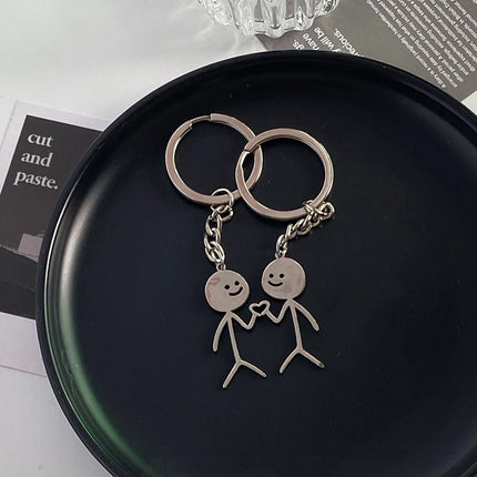 Funny Matchstick Men Keychain Middle Finger Heart to Heart Car Bag Pendant Key Ring Jewelry Couple Friend Gifts Wholesale бре