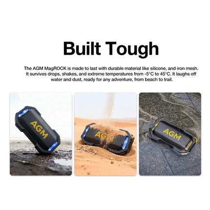 AGM Outdoor Wireless Speaker Bluetooth 5.3 Speaker Stereo Sound IPX7 Waterproof RGB Light Speaker