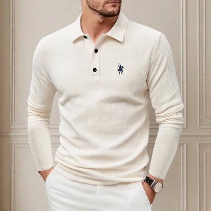 High-end fashion polo shirt, embroidered, long-sleeved, men's clothing, new autumn collection, comfortable and breathable, casual brand T-shirt