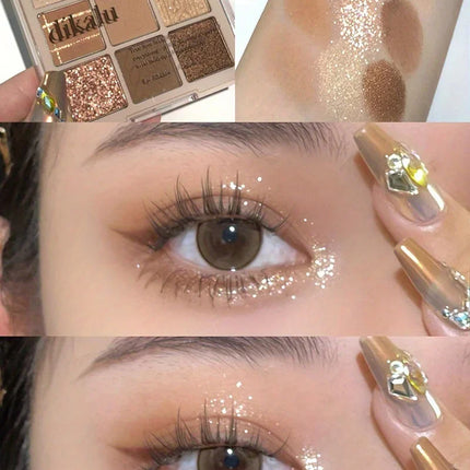 9 Color Eyeshadow Palette, Matte And Shimmer Brown Eyeshadows Powder, Long Lasting Blendable Eyeshadow Cosmetics