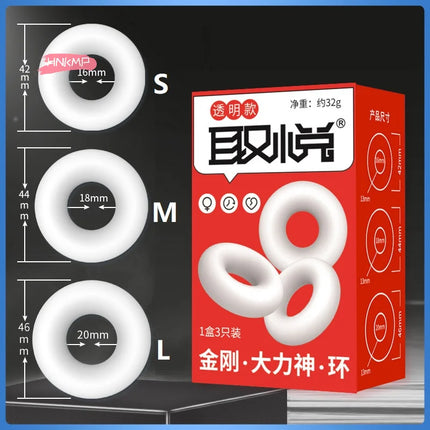 3Pcs Lasting Erection Penis Ring Male Delayed Ejaculation Scrotum TPE Reusable Cock Rings Testis Restraint Sex Toys For Men