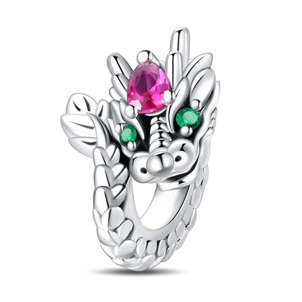 Hot Sale 925 Sterling Silver Sparkling Curled Dragon Charm Fits Bracelet Beautiful Jewelry Accessories Gifts