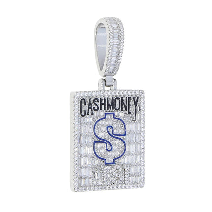New Hip Hop Money Pendant Necklace Gold Color Iced Out Bling CZ Cubic Zirconia Letters Rich Dollar Charm Men Women Jewelry