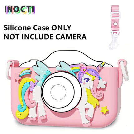 Unicorn Kids Camera Silicone Case Universal Cover with Lanyard CASE ONLY