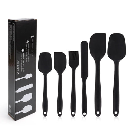 Silicone Kitchenware 6-Piece Set, Cream Integrated Scraper, Spatula, Oil Brush, Size Scraper Set