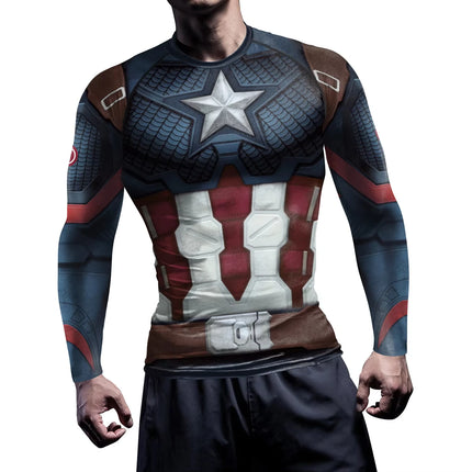 Compression Shirts for Men Long Sleeve Comics Spider Cosplay T-Shirt Superhero Top Elastic Fitness Sportwear Fitness Top Clothes