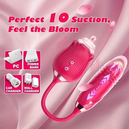 Powerful Sucker Vibrator Female Telescopic Nipple Clitoris Stimulation Dildo Thrusting Licking Vagin Massager Adult Sex Toys