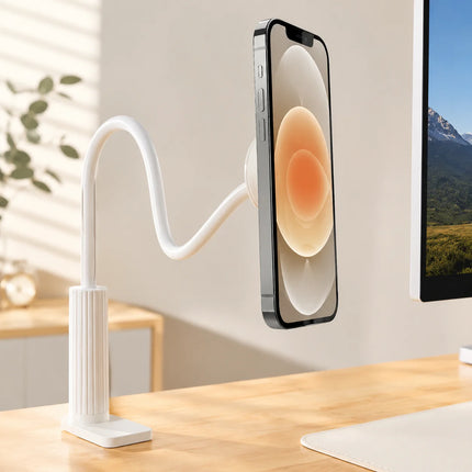 100CM Flexible Gooseneck Phone Holder, Foldable Hands-Free Clamp Stand for Bed, Desk, and Streaming, 360° Rotating Mobile Mount