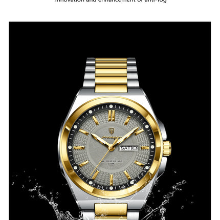 POEDAGAR Top Fashion Men Watches Stainless Steel Waterproof Luminous Classic Male Watch Date Week Men's Quartz Wristwatch Reloj